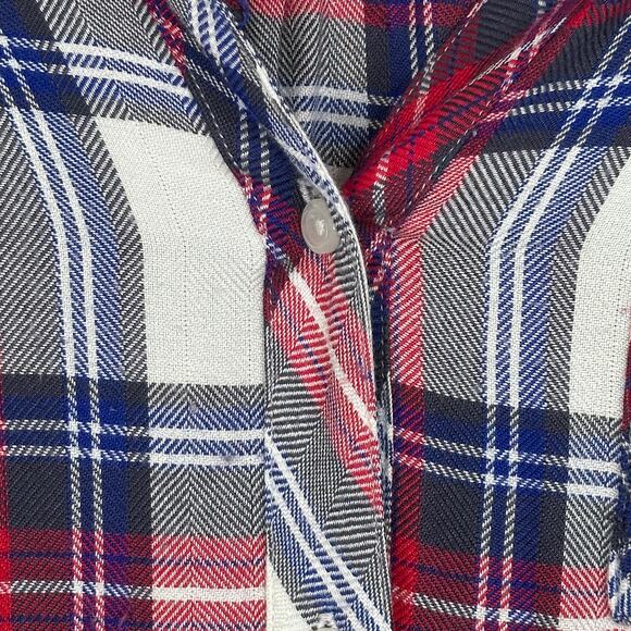 Rails Hunter White Blue & Red Plaid Button Down Blouse - Picture 3 of 7